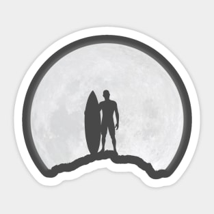 Surfer man and the Moon Sticker